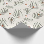 Papier Cadeau Motif moderne aiguilles vert pin (Coin)
