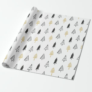 Papier Cadeau Motif moderne Black & Gold Christmas Tree