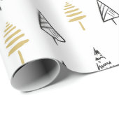 Papier Cadeau Motif moderne Black & Gold Christmas Tree (Coin rond)