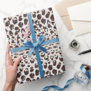 Papier Cadeau Motif moderne chic brun cheetah imprimé monogramme