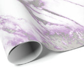 Papier Cadeau Motif moderne clair violet et marbre argenté (Coin rond)
