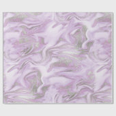 Papier Cadeau Motif moderne clair violet et marbre argenté (Plat)