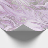 Papier Cadeau Motif moderne clair violet et marbre argenté (Coin)