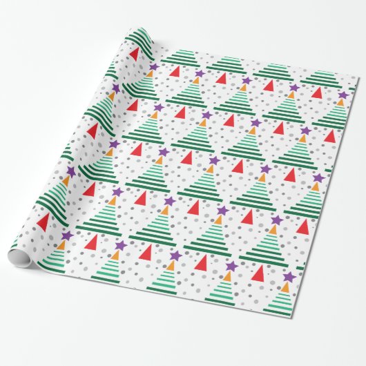 Papier Cadeau Motif moderne d'arbres de Noël (Déroulé)