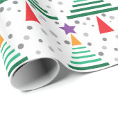 Papier Cadeau Motif moderne d'arbres de Noël (Coin rond)