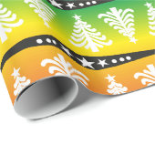 Papier Cadeau Motif moderne d'arbres de Noël blanc sur (Coin rond)