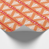 Papier Cadeau Motif moderne d'arbres de Noël blanc sur l'orange (Coin)