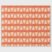 Papier Cadeau Motif moderne d'arbres de Noël blanc sur l'orange (Plat)