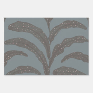 Papier Cadeau Motif Moderne de Feuille de Palmier Tropical Charb