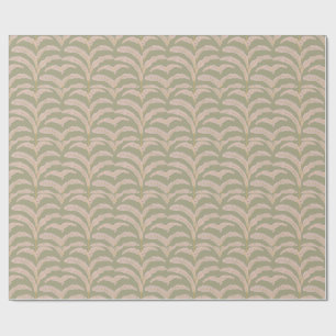 Papier Cadeau Motif Moderne de Feuille de Palmier Tropical Sage