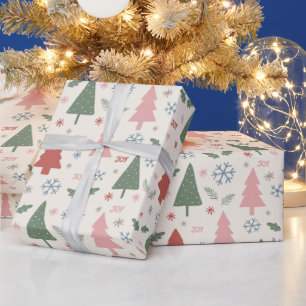 Papier Cadeau Motif moderne des arbres de Noël