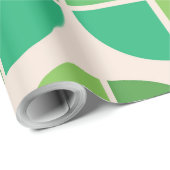 Papier Cadeau Motif moderne du milieu du siècle avec vert géomét (Coin rond)