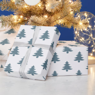Papier Cadeau Motif moderne Dusty Blue Christmas Trees