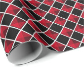 Papier Cadeau Motif moderne en diamant noir et rouge (Coin rond)