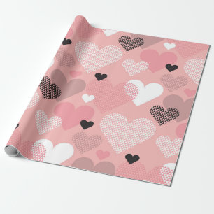 Papier Cadeau Motif moderne en forme de coeur transparent en géo