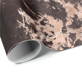 Papier Cadeau Motif moderne en marbre noir et Rose or (Coin rond)