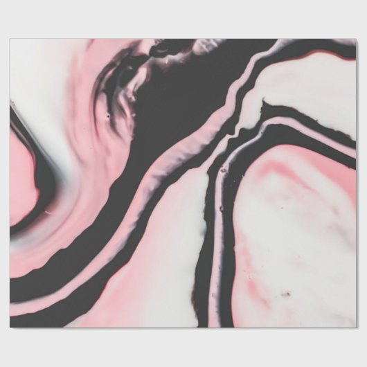 Papier Cadeau Motif moderne en marbre rose noir peint (Plat)