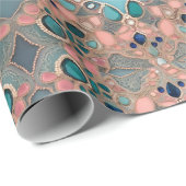 Papier Cadeau Motif moderne esthétique avec dentelle et perles c (Coin rond)