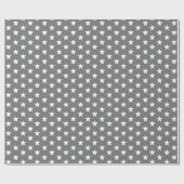 Papier Cadeau Motif moderne étoiles gris foncé et blanc (Plat)