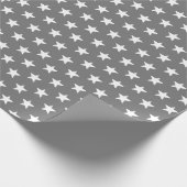 Papier Cadeau Motif moderne étoiles gris foncé et blanc (Coin)