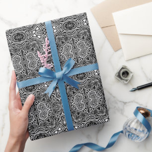 Papier Cadeau Motif moderne géométrique abstrait noir et blanc