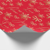 Papier Cadeau Motif moderne Gold Red Joy Peace Love Snowflake (Coin)