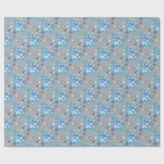 Papier Cadeau Motif moderne gris et bleu Holiday Snowflakes (Plat)