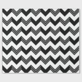 Papier Cadeau Motif moderne noir, gris, blanc Zigzag Chevron (Plat)