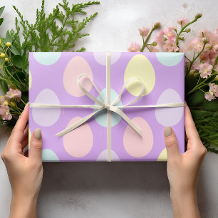 Papier Cadeau Motif moderne Pastel Oeufs colorés Enveloppement