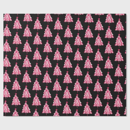 Papier Cadeau Motif moderne Pink Black Christmas Tree (Plat)