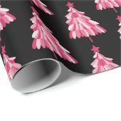 Papier Cadeau Motif moderne Pink Black Christmas Tree (Coin rond)