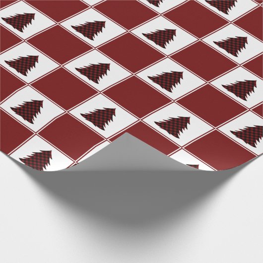 Papier Cadeau Motif moderne Red Buffalo Plaid Christmas Tree (Coin)