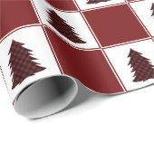 Papier Cadeau Motif moderne Red Buffalo Plaid Christmas Tree (Coin rond)