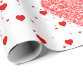 Papier Cadeau Motif moderne Red Parties scintillant Hearts (Coin rond)