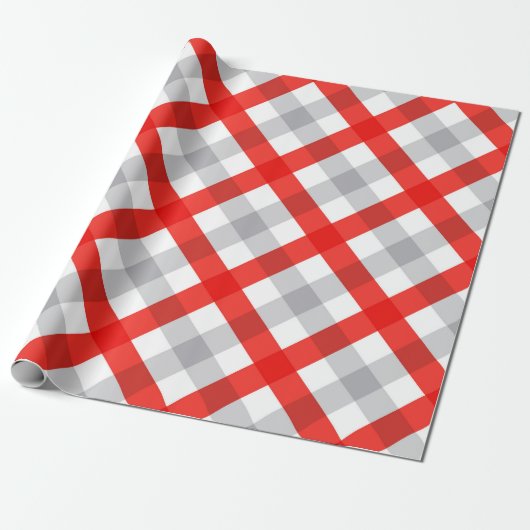 Papier Cadeau Motif moderne rouge et gris (Déroulé)