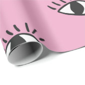 Papier Cadeau Motif moderne sans soudure avec yeux dessinés à la (Coin rond)