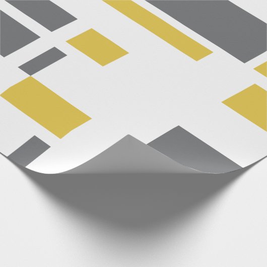 Papier Cadeau Motif moderne, simple, cool géométrique jaune gris (Coin)