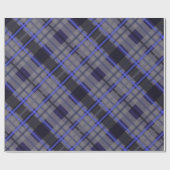Papier Cadeau Motif moderne Tartan bleu gris noir (Plat)