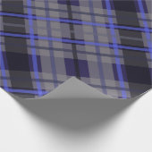 Papier Cadeau Motif moderne Tartan bleu gris noir (Coin)