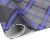 Papier Cadeau Motif moderne Tartan bleu gris noir (Coin rond)