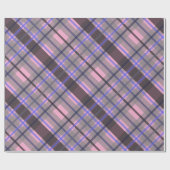 Papier Cadeau Motif moderne Tartan bleu rose noir (Plat)