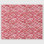 Papier Cadeau Motif moderne Tartan Rouge Floral (Plat)
