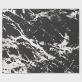 Papier Cadeau Motif moderne unique en marbre noir blanc marbre p (Plat)