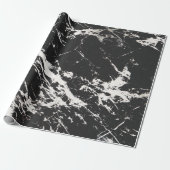 Papier Cadeau Motif moderne unique en marbre noir blanc marbre p (Déroulé)