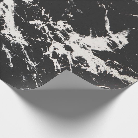 Papier Cadeau Motif moderne unique en marbre noir blanc marbre p (Coin)