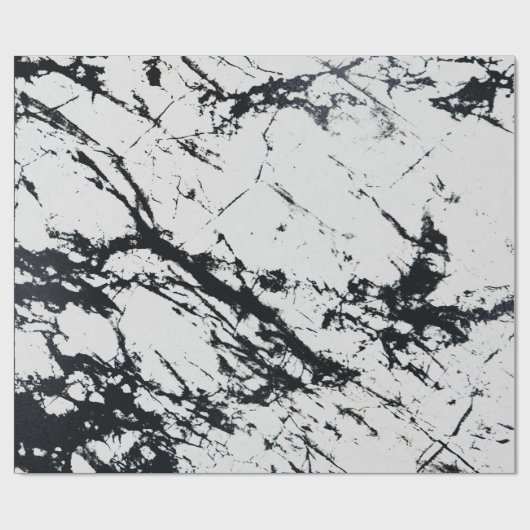 Papier Cadeau Motif moderne unique en marbre noir blanc marbré p (Plat)