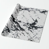Papier Cadeau Motif moderne unique en marbre noir blanc marbré p (Déroulé)
