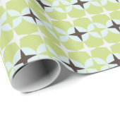 Papier Cadeau motif moderne verte et étoile turquoise (Coin rond)