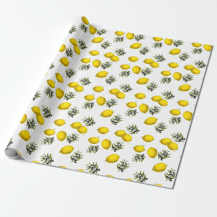 Papier Cadeau Motif Moderne Vintage Citron & Olive