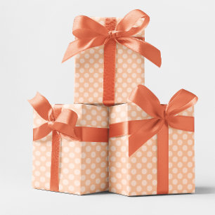 Papier Cadeau Motif monochrome à pois couleur abricot